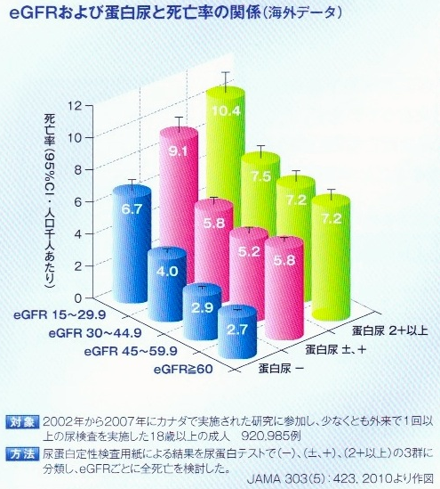 eGFR・蛋白尿と死亡率の関係-2.png EGFR 蛋白尿と死亡率の関係 2